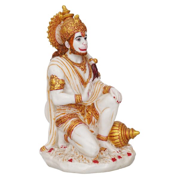 Hanuman Ji Marble Dust Murti Idol, Poly Marble Sitting Bajrang Bali for Pooja Temple Home Decoration Item Positive Enviornment - Image 4